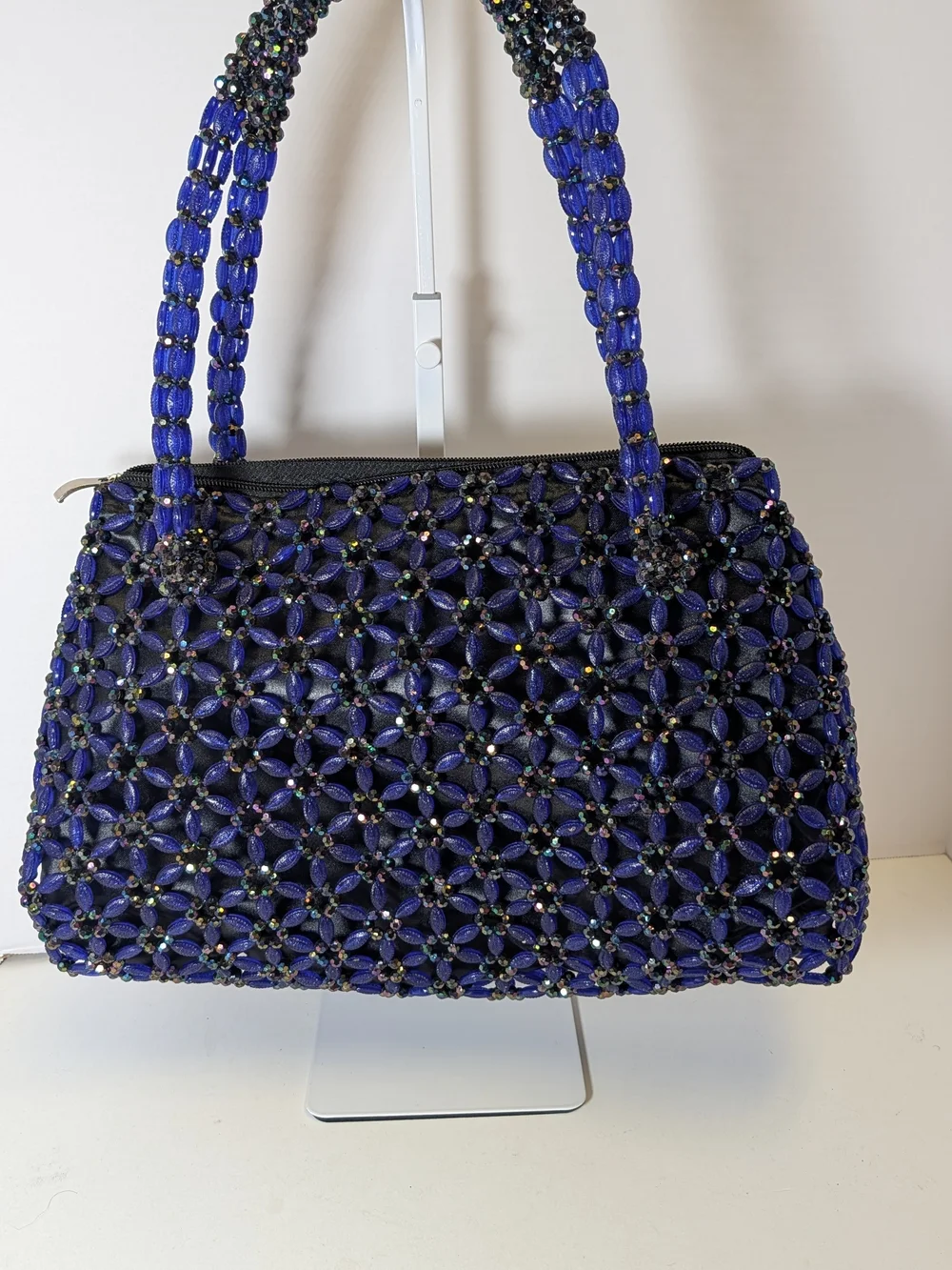 Handcrafted Beaded Navy Shoulder Bag